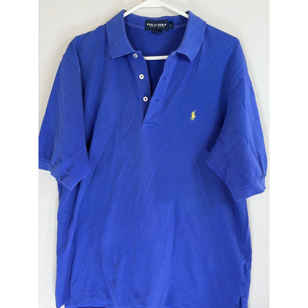 Polo Golf Ralph Lauren Mens Blue Pique Polo Shirt Prairie Dunes Large